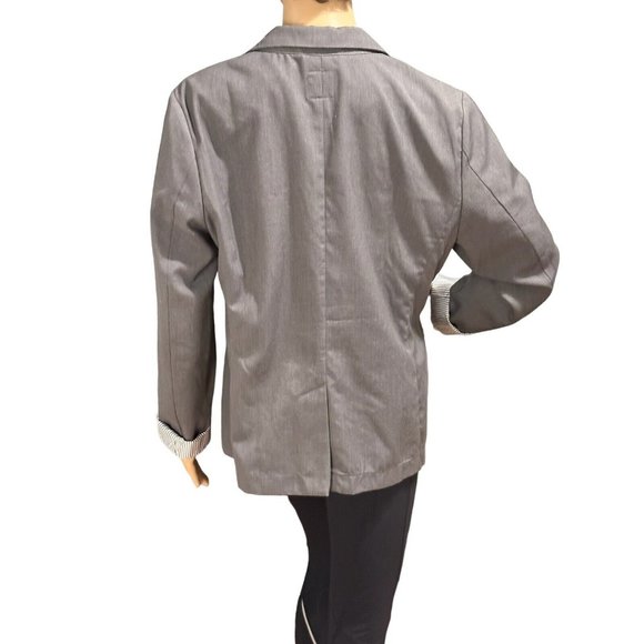 Gap Gray  Jacket with White and Black Lining Inside Of Sleeves Size Medium - Picture 9 of 10